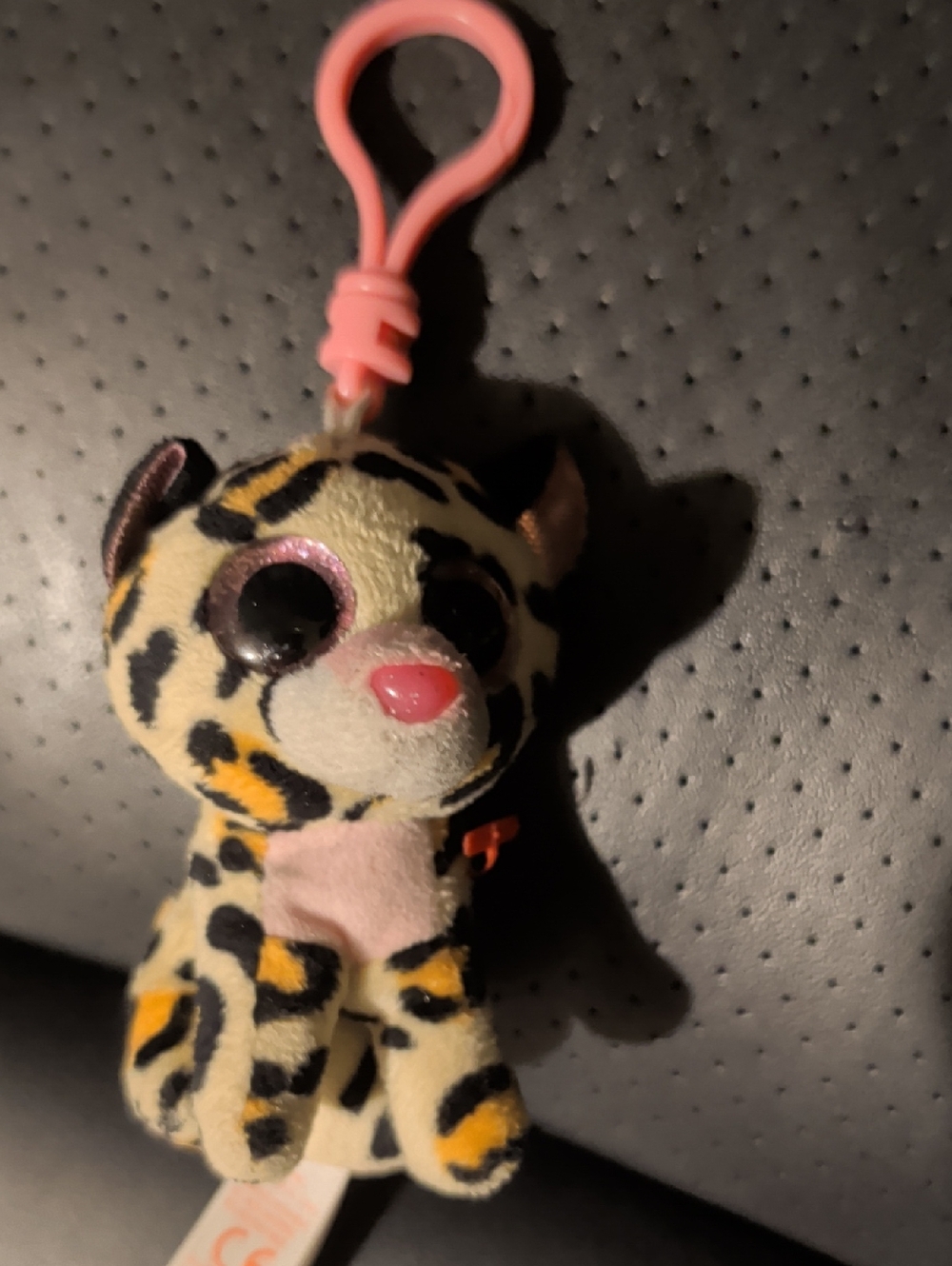 Ty Leopard Clip Plush Keychain - Pink, Yellow, Black, Cream